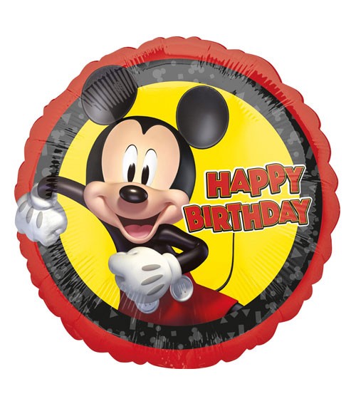 Runder Folienballon "Mickey Mouse" - Happy Birthday - 43 cm