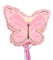 Zieh-Pinata "Schmetterling" - rosa/gold - 37 x 44 cm