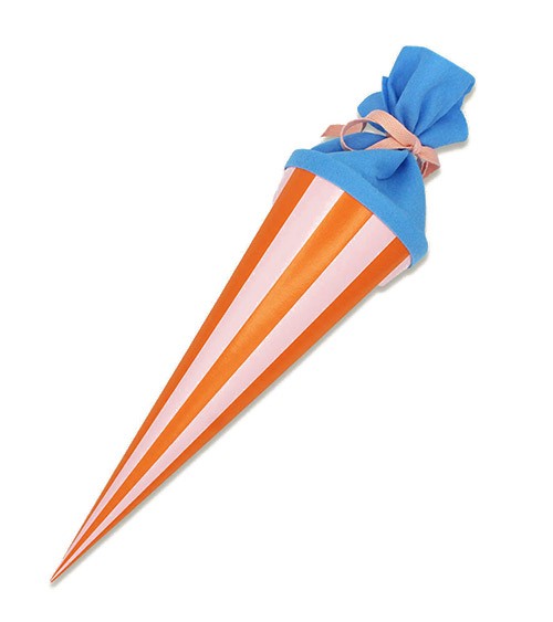 Schultüte mit Streifen - orange & rosa - 35 cm