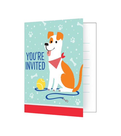 Einladungskarten "Hunde-Party" - 8 Stück