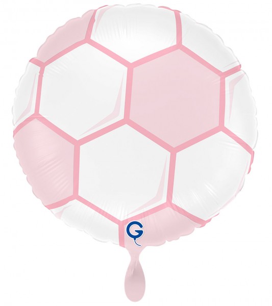 Fußball-Folienballon - rosa/weiß - 43 cm
