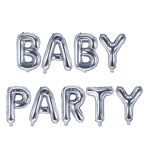 Folienballon-Set "BABYPARTY" - silber - 35 cm