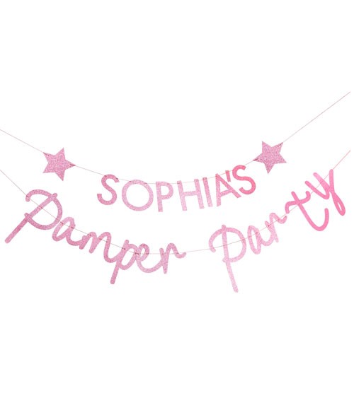 Individualisierbare DIY-Girlande "Pamper Party" - glitter pink