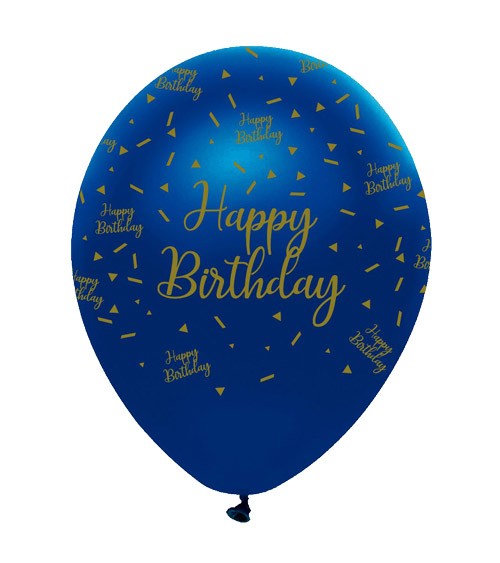 Luftballons "Geo Navy" - Happy Birthday - 6 Stück