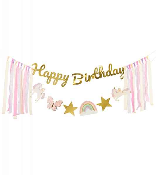 DIY Girlanden-Set "Einhorn, Schmetterling & Regenbogen" - 230 cm