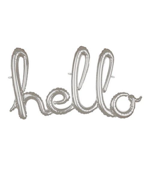 Script-Folienballon "hello" - silber - 99 x 55 cm