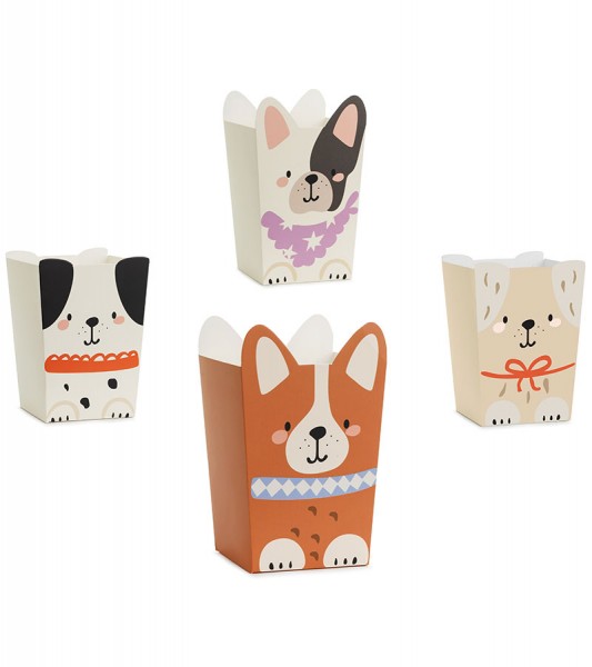 Popcornboxen "Hunde" - 8,7 x 12,5 x 8,7 cm - 6 Stück