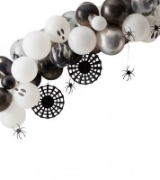 Halloween-Ballongirlande mit Papierfächern & Spinnen - 48-teilig