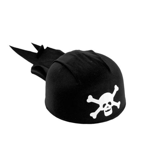 Schwarze Piratenkappe mit Totenkopf