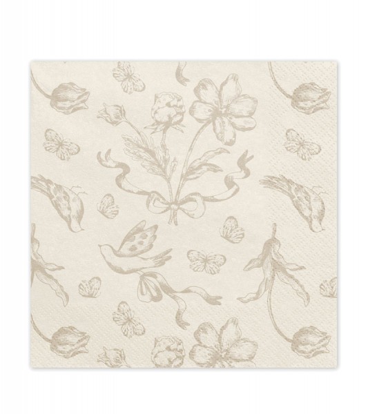 Servietten "Vintage Flowers" - beige - 12 Stück
