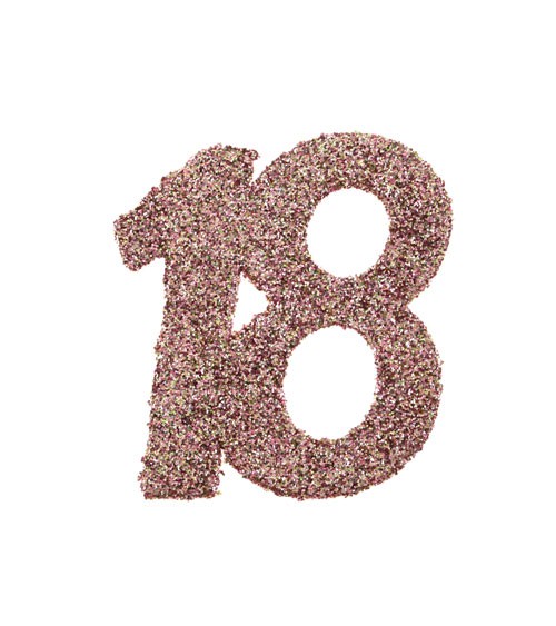 Streuteile mit Glitter "18" - rosegold - 6 Stück