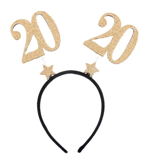 Haarreif mit Zahlen "20" - glitter gold