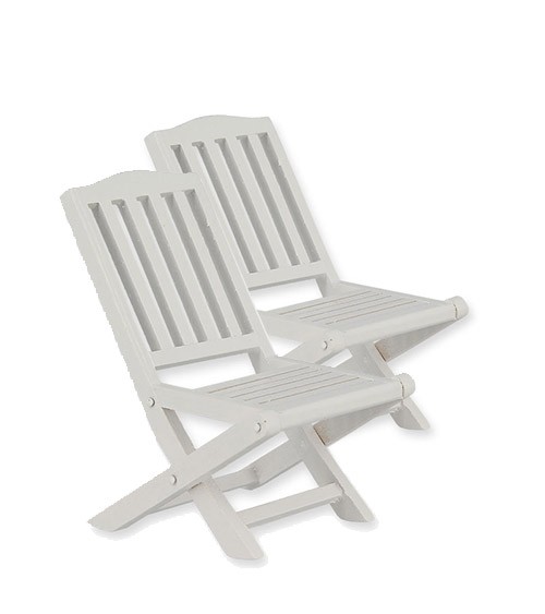 Gartenstühle - Holz - 1:12 - weiß - 2 Stück - 7 cm