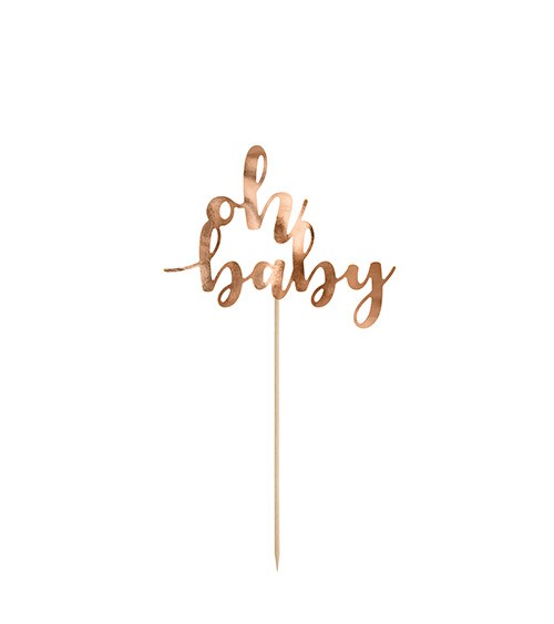 Cake Topper aus Papier "Oh Baby" - rosegold