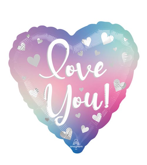 Herz-Folienballon "Love you!" - Ombre - 43 cm
