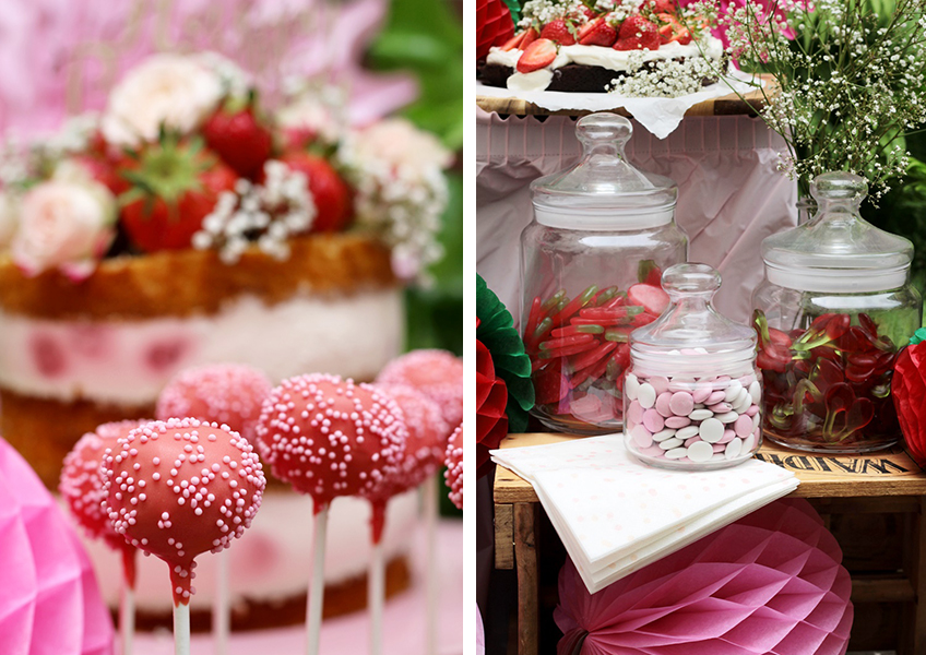 Fruchtig, süß und lecker - Erdbeer-Cake-Pops und Candybar im Erdbeerlook Fruchtig, süß und lecker - Erdbeer-Cake-Pops und Candybar im Erdbeerlook