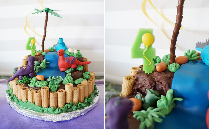 Dinosaurier Motiv-Torte als Highlight auf dem Kindergeburtsags-Büffet Dinosaurier Motiv-Torte als Highlight auf dem Kindergeburtsags-Büffet