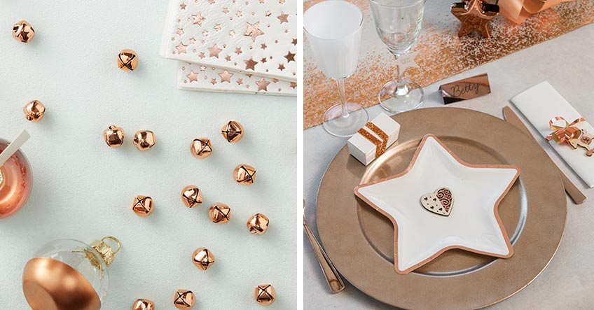 Rosegold sieht auf der Weihnachtstafel sehr elegant aus