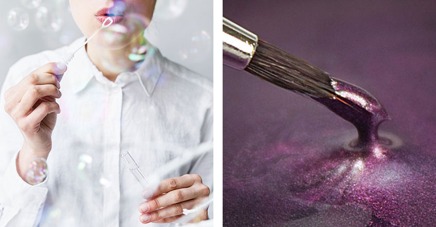 Mit Seifenblasen und violetter Lebensmittelfarbe wird deine Galaxy Party spacig Mit Seifenblasen und violetter Lebensmittelfarbe wird deine Galaxy Party spacig