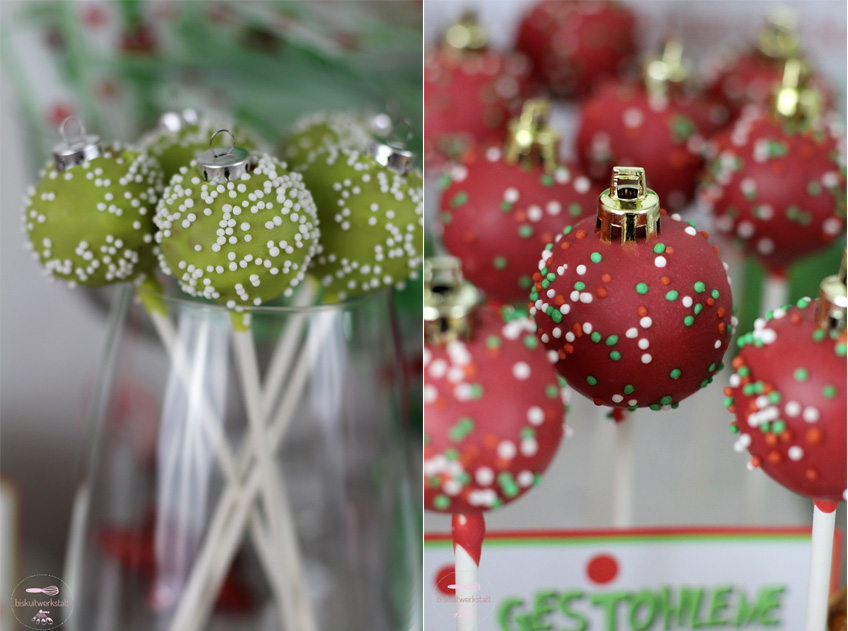 Die Cake Pops sind raffiniert im Weihnachtskugel-Look angerichtet Die Cake Pops sind raffiniert im Weihnachtskugel-Look angerichtet
