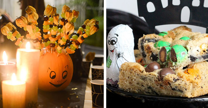 Obstkürbis statt Käseigel und leckere Monstercookies - toll an Halloween Obstkürbis statt Käseigel und leckere Monstercookies - toll an Halloween
