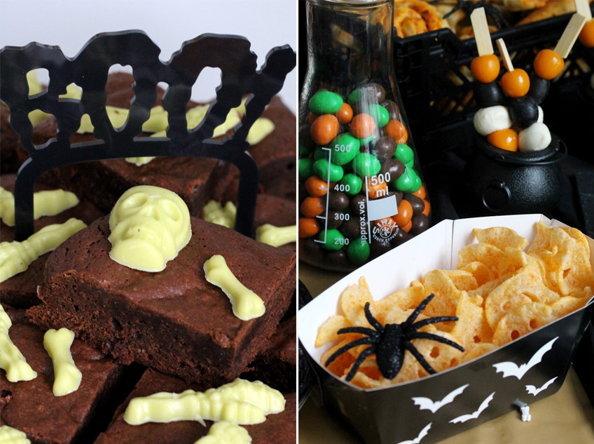 Schaurige Halloween-Brownies und coole Snackschalen für Halloween-Chips Schaurige Halloween-Brownies und coole Snackschalen für Halloween-Chips