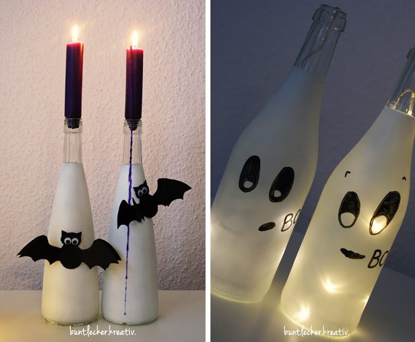 Mit dieser Flaschen-DIY-Idee erstrahlt die Halloween-Deko im schönsten Licht