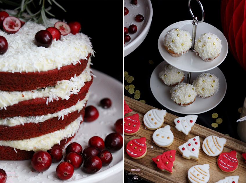 Der angesagte Naked Red Velvet Kuchen und die süßen Schneeball Muffins sind zauberhafte Eye-Catcher Der angesagte Naked Red Velvet Kuchen und die süßen Schneeball Muffins sind zauberhafte Eye-Catcher