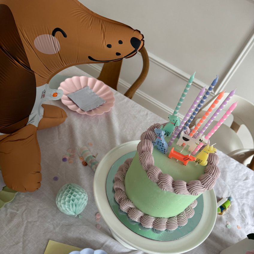 Bunte Hundekerzen von Pink Dots für den Geburtstagskuchen, umgesetzt von (c) Toertchenzeit