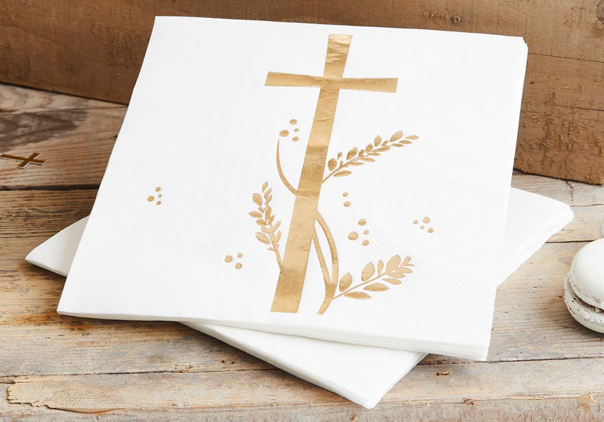 Schön für die Kommunion - Servietten mit dem beliebten Kreuz-Symbol Schön für die Kommunion - Servietten mit dem beliebten Kreuz-Symbol