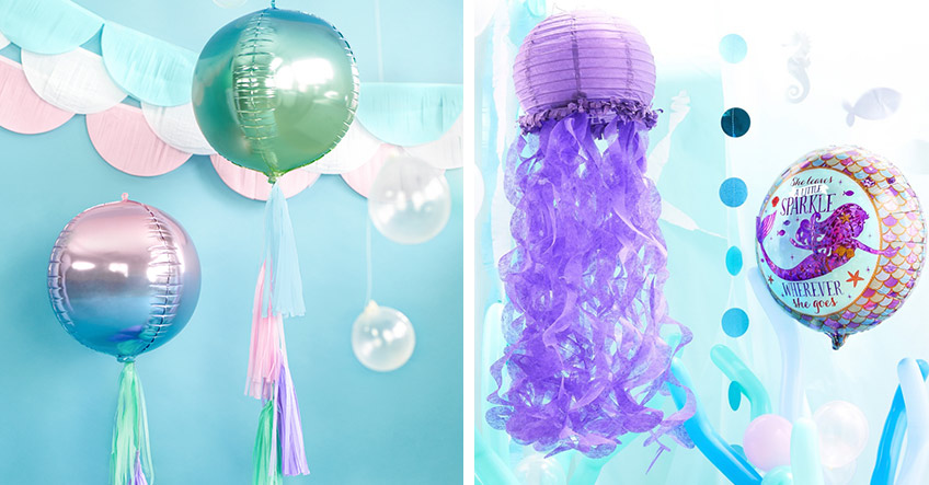 Geniale Motto-Deko zur Meerjungfrauen-Party - Ballons und Lampions, die wie Quallen aussehen