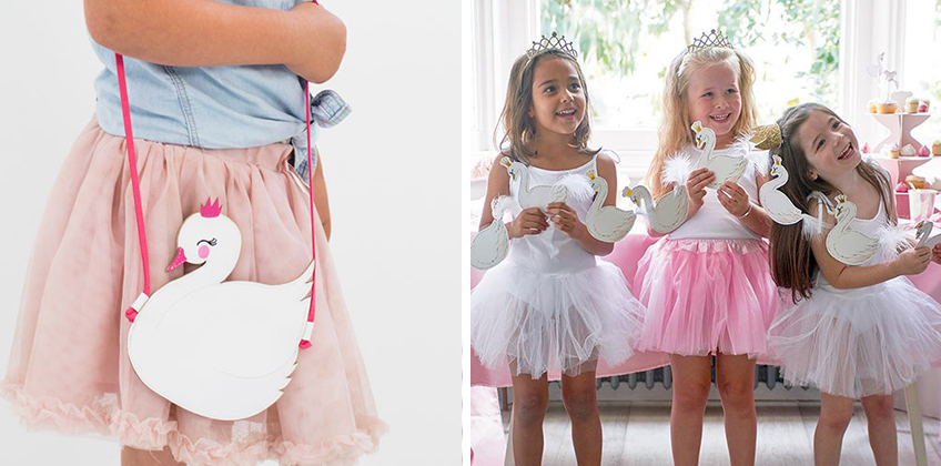 Mit Tutu verwandeln sich die Kids in Schwäne und Schwanenprinzessinnen Mit Tutu verwandeln sich die Kids in Schwäne und Schwanenprinzessinnen - die Schwanenhandtasche eignet sich außerdem toll als Geschenk zum Motto