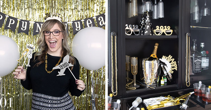 Mit goldenem Photobooth-Zubehör sorgst du für lustige Silvesterfotos Mit goldenem Photobooth-Zubehör sorgst du für lustige Silvesterfotos