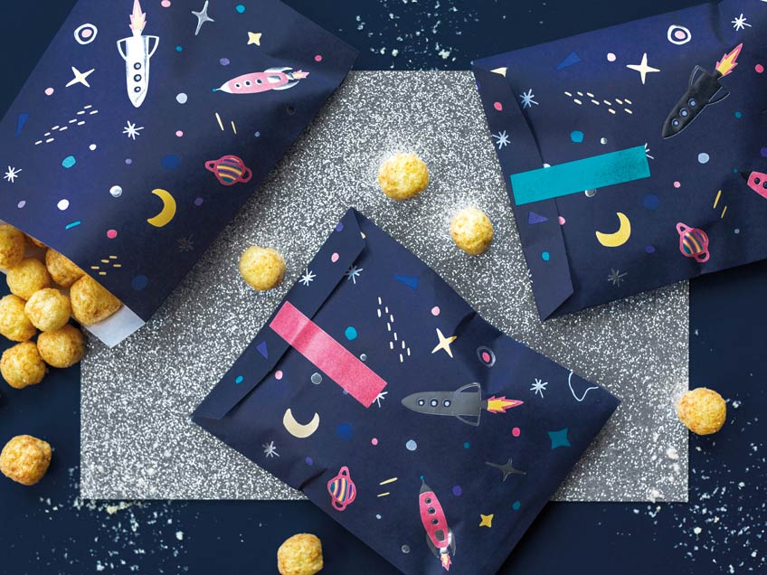 Abgespacte Mitgebseltüten für den Kindergeburtstag mit Weltraumparty Abgespacte Mitgebseltüten für den Kindergeburtstag mit Weltraumparty