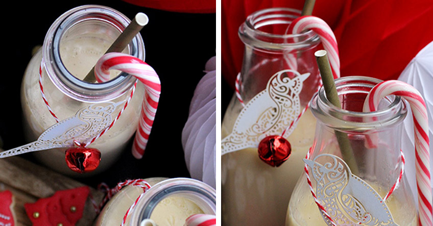Die Mandelmilch mit dekorativem Vögelchen und Weihnachtsglöckchen sieht so lecker aus! (c) Biskuitwerkstatt Die Mandelmilch mit dekorativem Vögelchen und Weihnachtsglöckchen sieht so lecker aus! (c) Biskuitwerkstatt