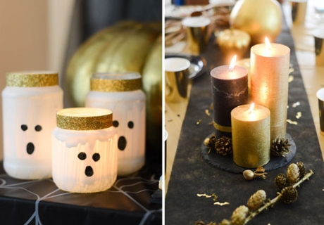 Elegante Halloween-Deko mit glänzenden Lichteffekten