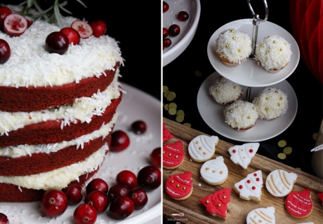 Der angesagte Naked Red Velvet Kuchen und die süßen Schneeball Muffins sind zauberhafte Eye-Catcher