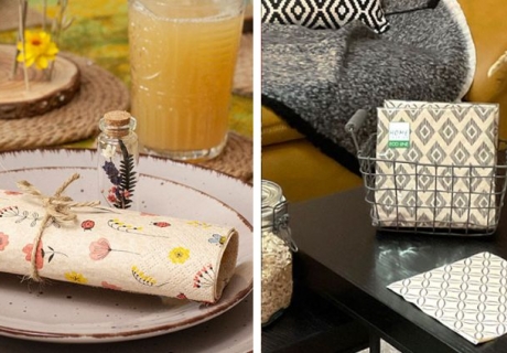 Stylische Servietten aus recyceltem Papier in modernen Designs